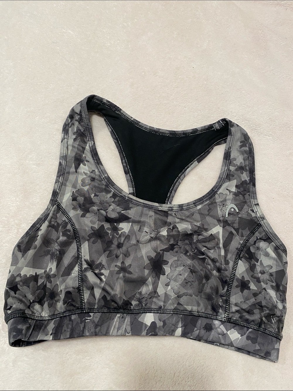 Head Floral Gray Racerback Sports Bra